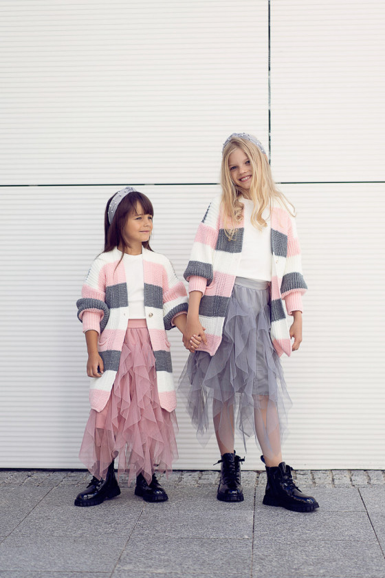 Spódniczka tiulowa kaskadowa dla dziewczynki tiul długość midi  odzież dziecięca Sówka