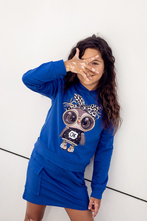 Komplet dres bawełniany dla dziewczynki jesienny do szkoły odzież dziecięca Sówka