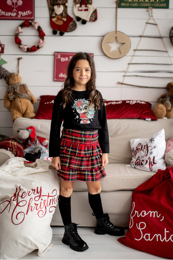 Bluzka świąteczna dla dziewczynki gwiazda boże narodzenie odzież dziecięca Sówka