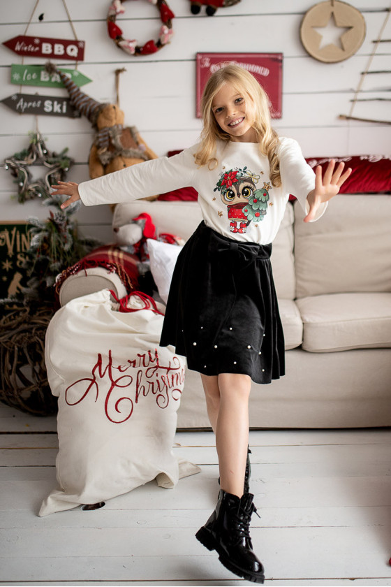 Bluzka świąteczna dla dziewczynki gwiazda boże narodzenie odzież dziecięca Sówka