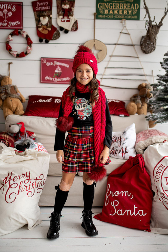 Bluzka świąteczna dla dziewczynki gwiazda boże narodzenie odzież dziecięca Sówka