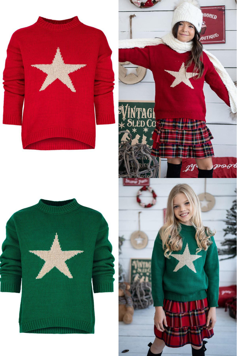 Sweter świąteczny dla dziewczynki gwiazdka boże narodzenie odzież dziecięca Sówka