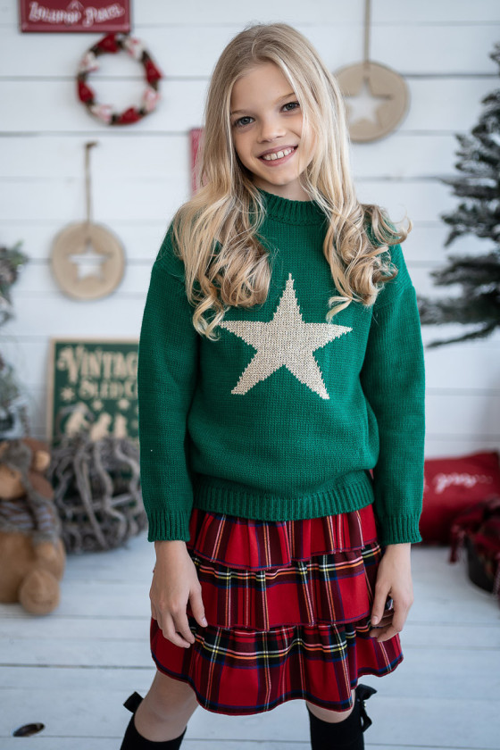 Sweter świąteczny dla dziewczynki gwiazdka boże narodzenie odzież dziecięca Sówka