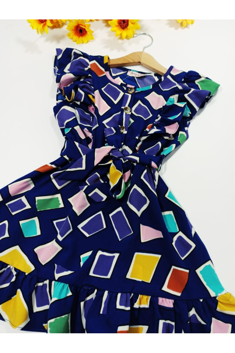 Dress Eliz geometric blue patterns