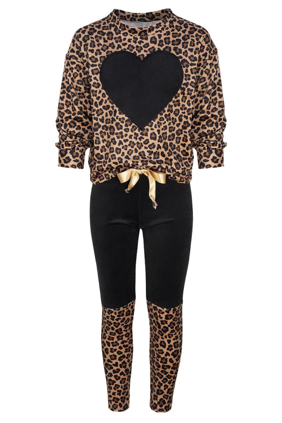 komplet dla dziewczynki welurowy panterka  leginsy i bluza odzież dziecięca sówka