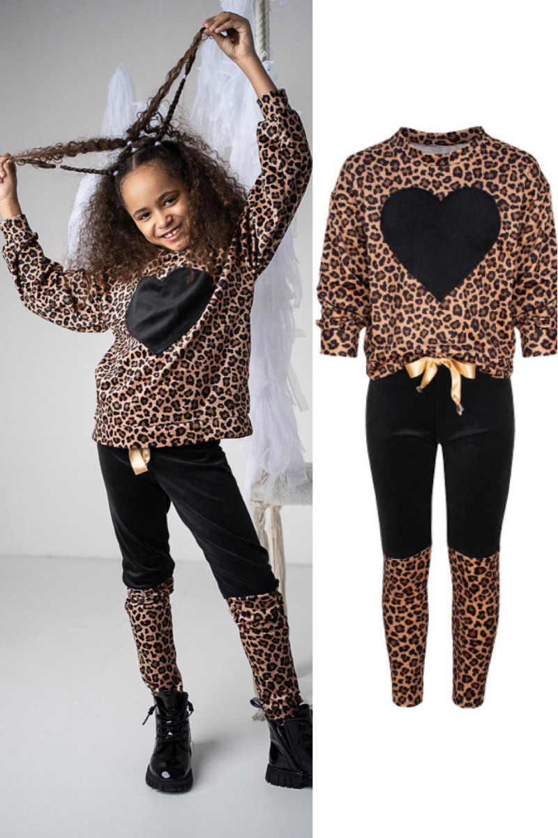 copy of Komplet dla dziewczynki panterka welurowy Tiger bluza i spodnie czarne