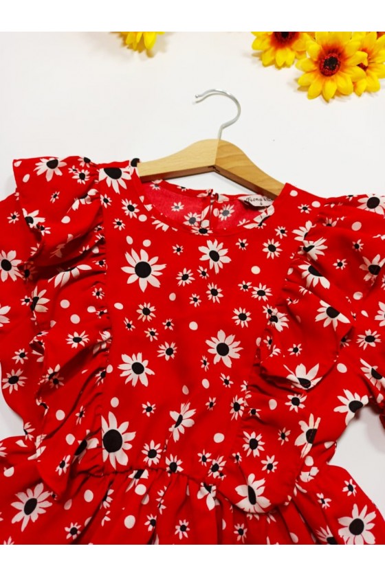 Blouse Daisy Red Flowers