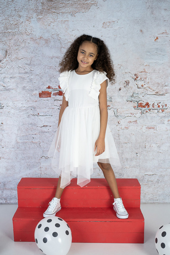 Sukienka biała dla dziewczynki sukienka komunia dla dziewczynki sukienka wizytowa dla dziewczynki odzież dziecięca Sówka