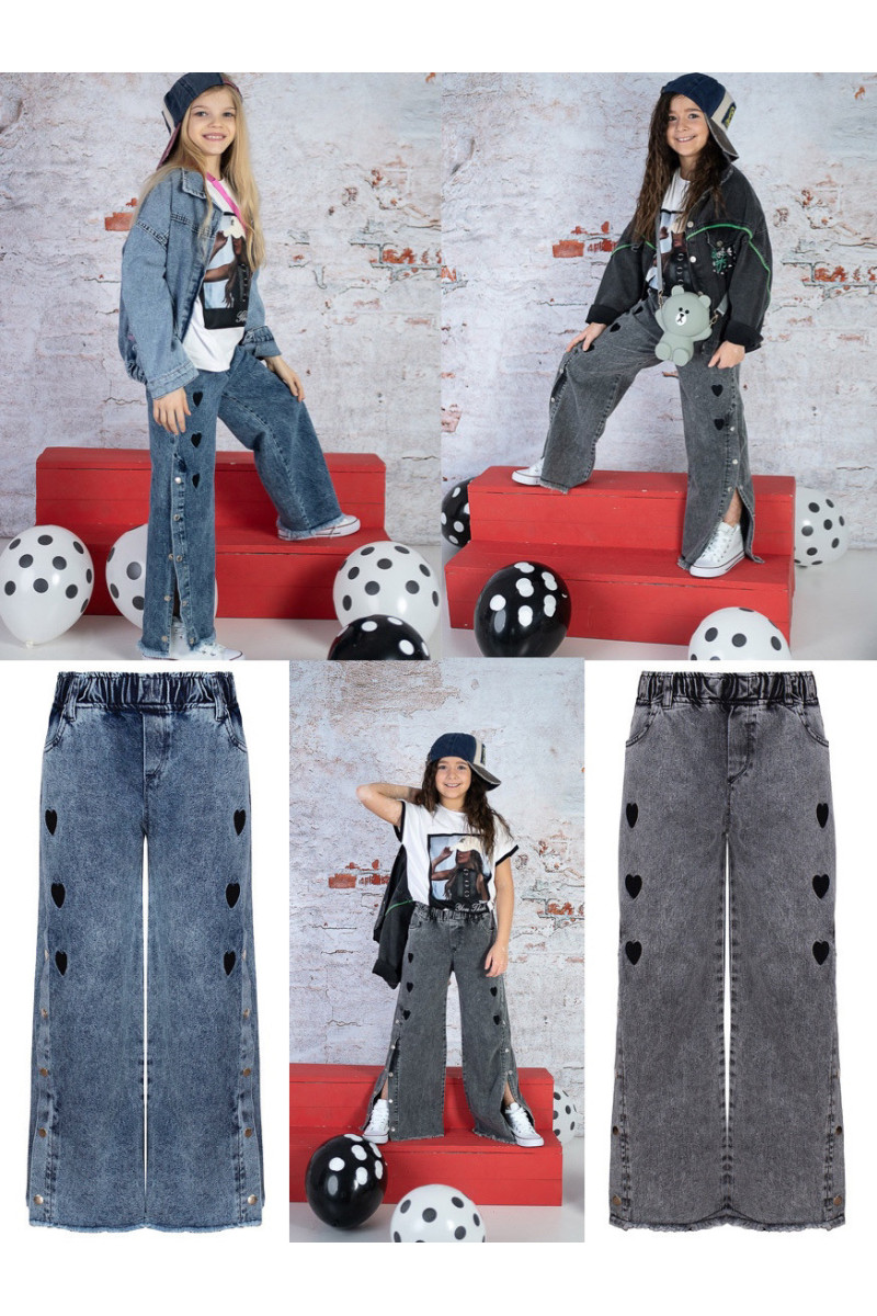 Spodnie jeansowe haftowane dla dziewczynki odzież dziecięca Sówka