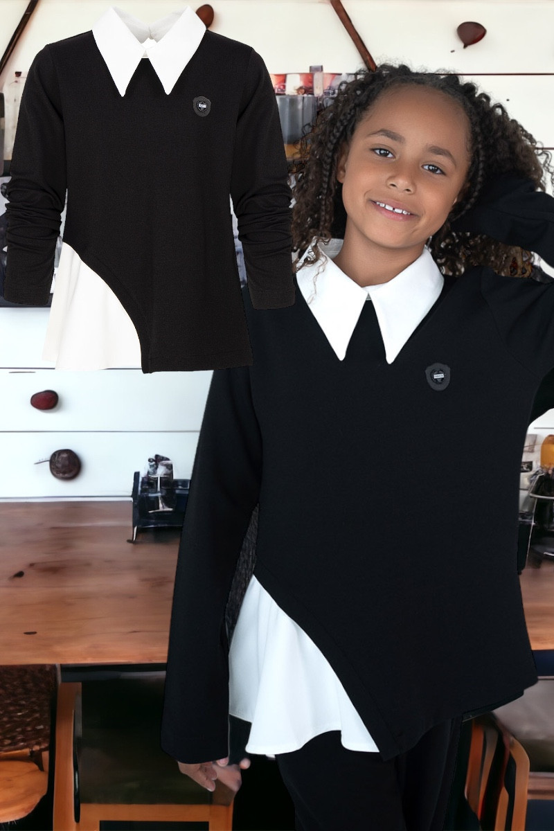 Czarno-biała bluzka dla dziewczynki back to school witaj szkoło odzież dziecięca
