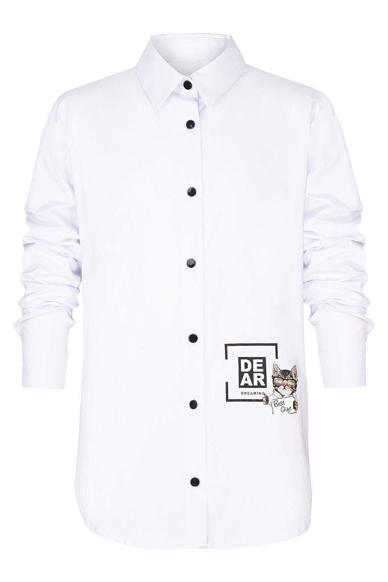 Koszula biała dla dziewczynki elegancka wyjściowa galowa odzież dziecięca sówka