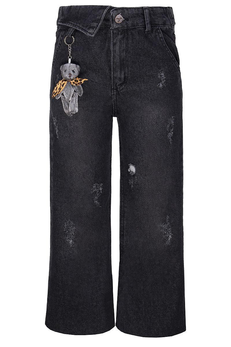 Spodnie  jeans dla dziewczynki ze srebrnym misiem jesień zima odzież dziecięca Sówka