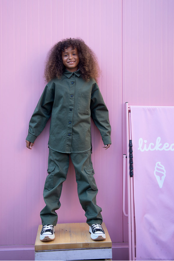 Komplet khaki dla dziewczynki jesień zima odzież dziecięca Sówka