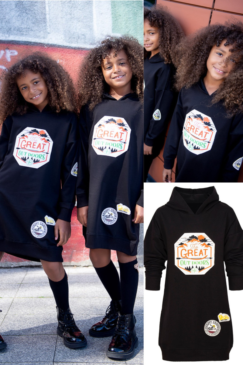 Tunika czarna dla dziewczynki jesień zima odzież dziecięca Sówka
