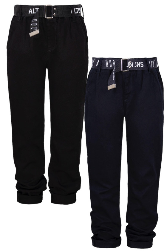 Spodnie dla chłopca pasek w literki jesień zima odzież dziecięca Sówka