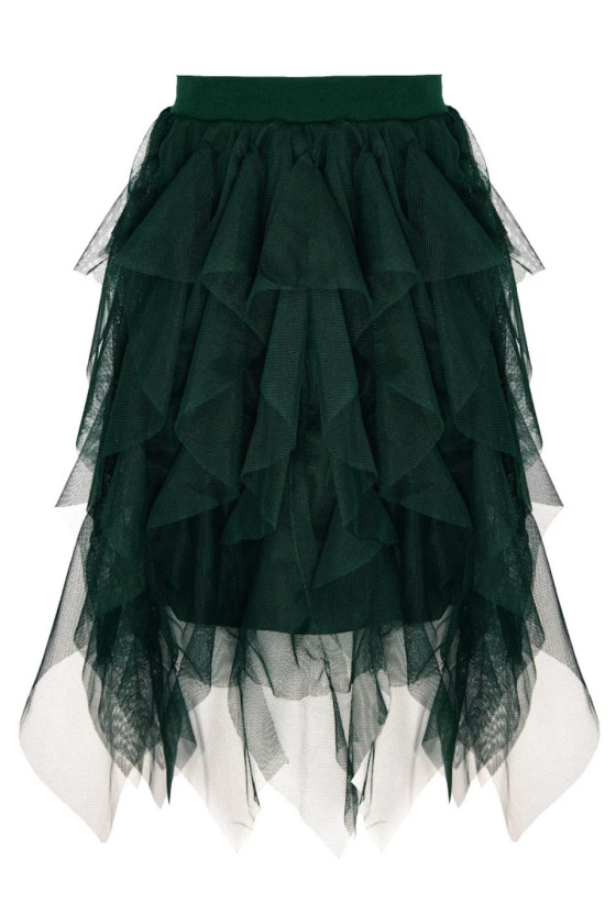 Sukienka kaskadowa dla dziewczynki tiul długość midi jesień zima odzież dziecięca Sówka