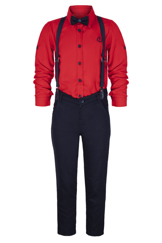 Komplet dla chłopca gwiazdka świąteczny wizytowy odzież dziecięca Sówka koszula spodnie szelki