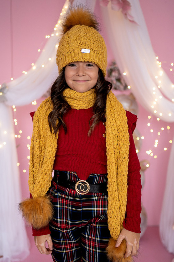 Spodnie pepitka ocieplane dla dziewczynki zimowe sówka odzież dziecięca