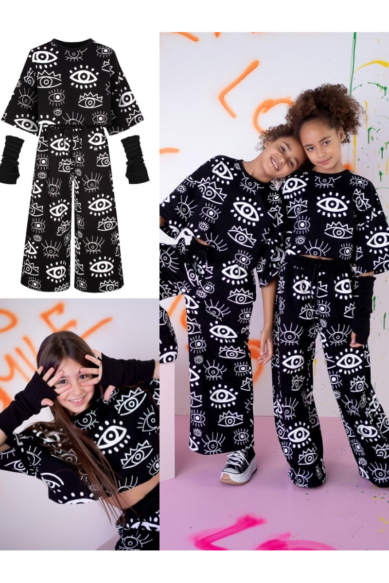 komplet bawełniany dla dziewczynki, spodnie szwedy oversize odzież dziecięca sówka sklep dla dzieci ubranka dziewczęce