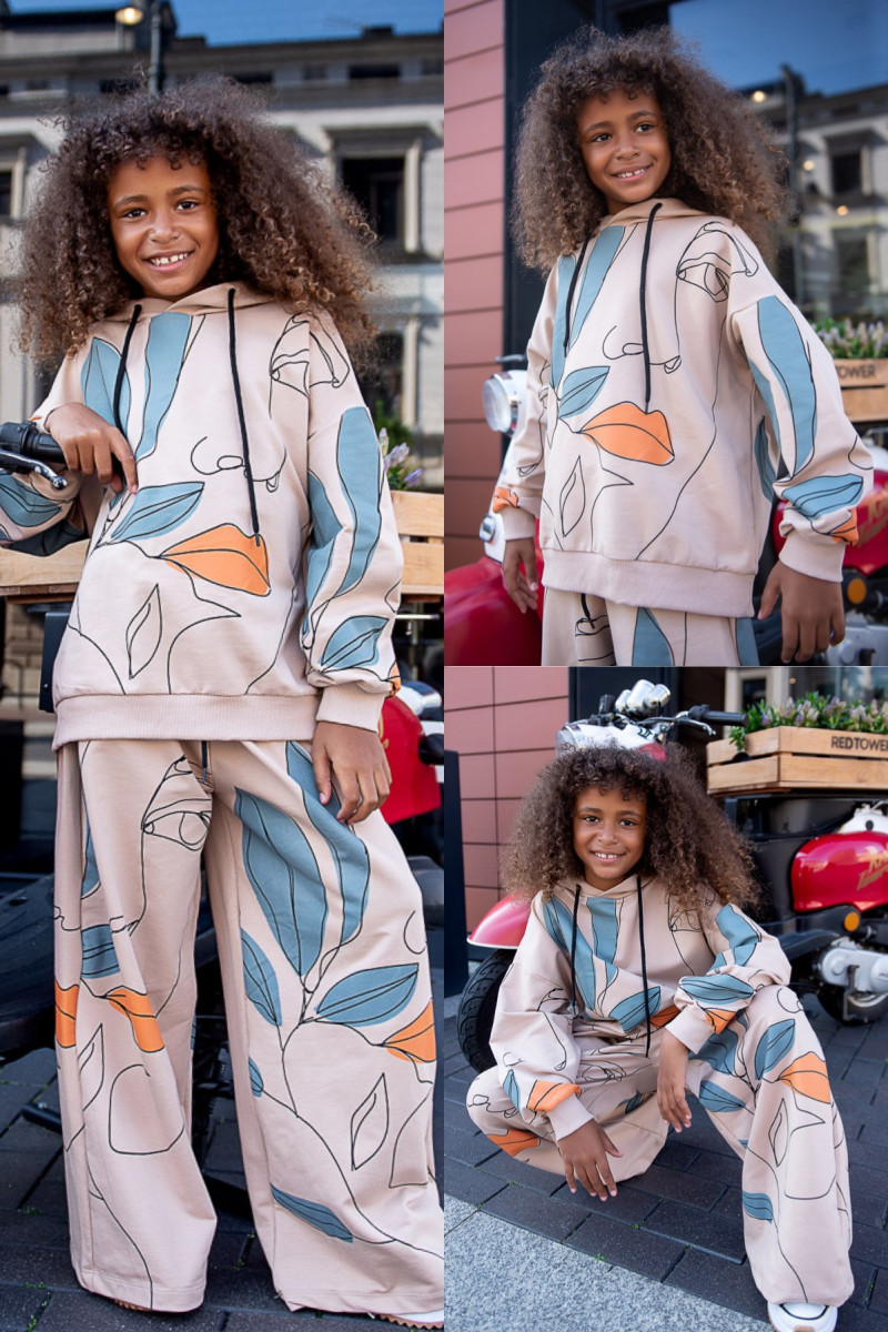 Komplet bawełniany dla dziewczynki do szkoły dresowy odzież dziecięca Sówka