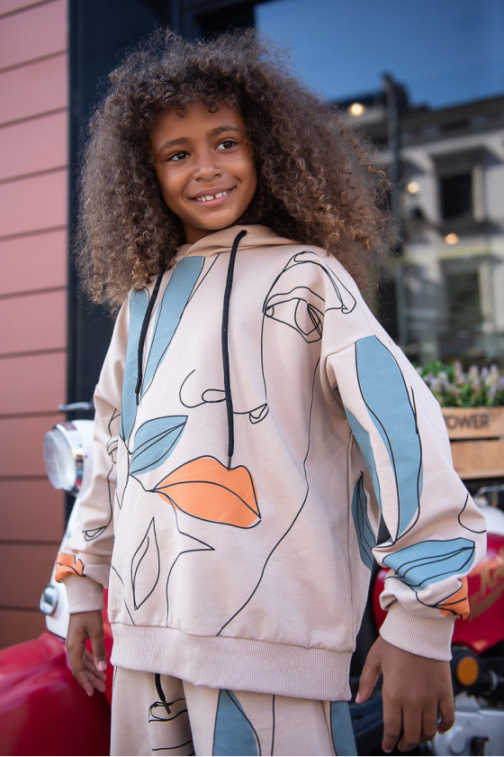 Dres bawełniany dziewczęcy spodnie cargo Komplet dla dziewczynki komplet sportowy dla dziewczynki komplet aktywność fizyczna odz