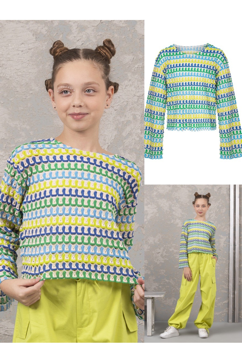Sweter ażurowy dla dziewczynki z topem odzież dziecięca sówka