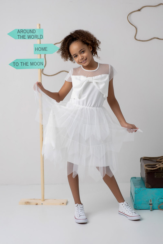 Sukienka komunijna sukienka balowa wizytowa sukienka pudrowa sukienka biała sówka odzież dziecięca