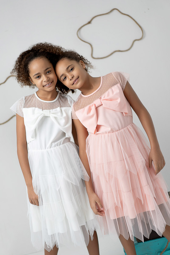 Sukienka komunijna sukienka balowa wizytowa sukienka pudrowa sukienka biała sówka odzież dziecięca