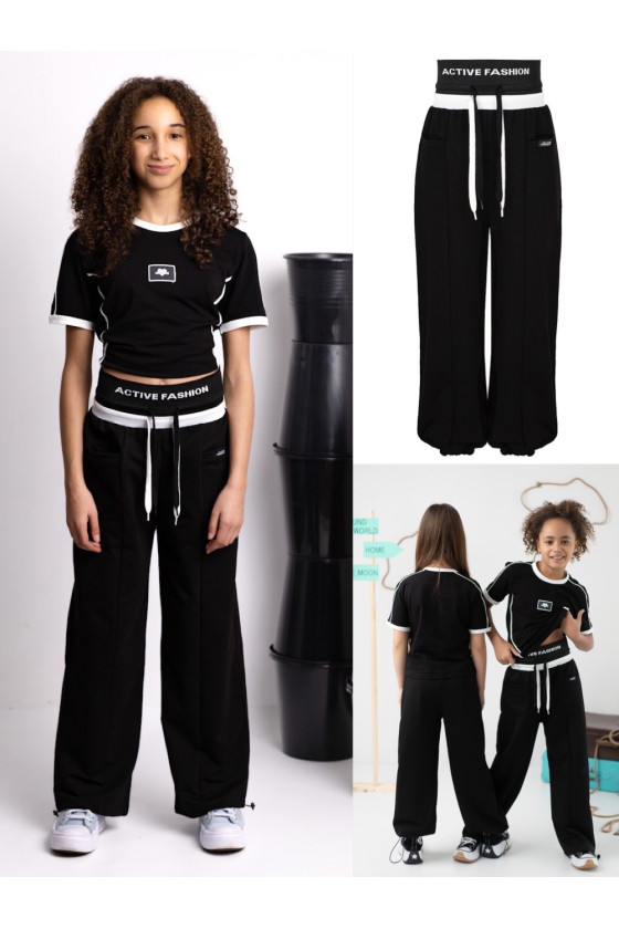 Spodnie dresowe bawełniane dla dziewczynki odzież dziecięca sówka