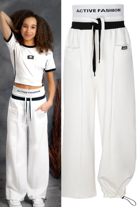 Spodnie dla dziewczynki Activ ecru