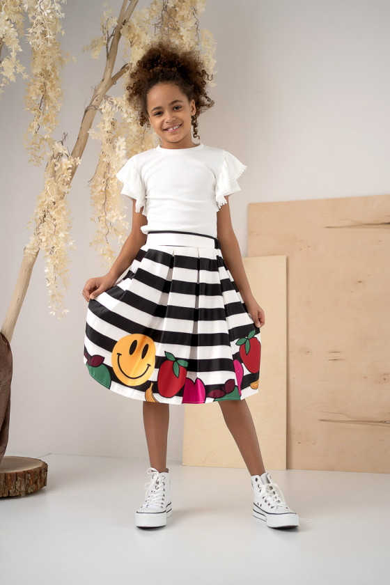 Spódniczka biało czarna dla dziewczynki odzież dziecięca ubranka dla dzieci sówka sklep