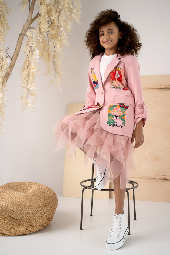 Sukienka kaskadowa dla dziewczynki tiul długość midi jesień zima odzież dziecięca Sówka Sukienka kaskadowa dla dziewczynki tiul długość midi jesień zima odzież dziecięca Sówka