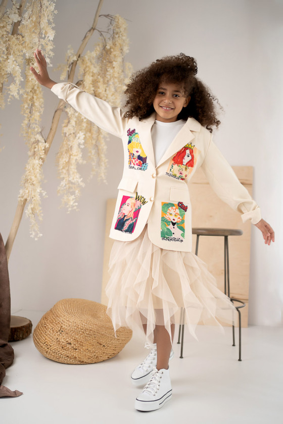 Sukienka kaskadowa dla dziewczynki tiul długość midi jesień zima odzież dziecięca Sówka Sukienka kaskadowa dla dziewczynki tiul długość midi jesień zima odzież dziecięca Sówka