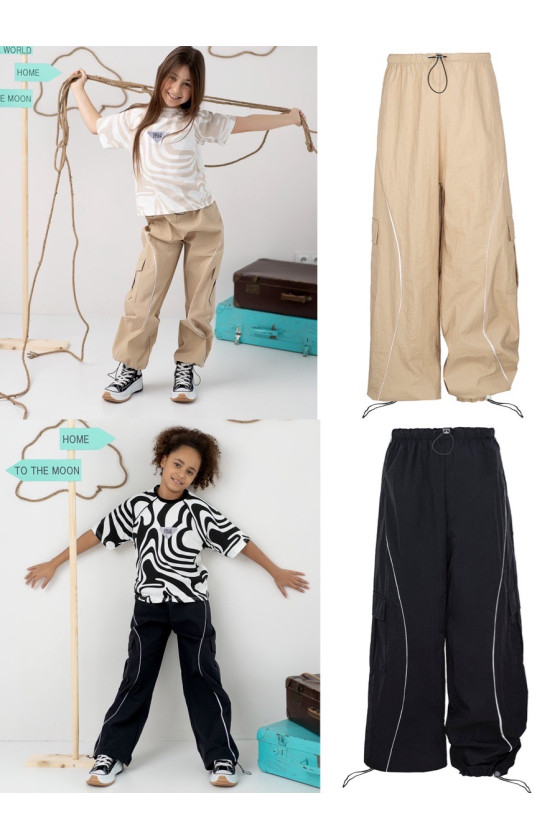 Spodnie spadochronowe dla dziewczynki Lampasy