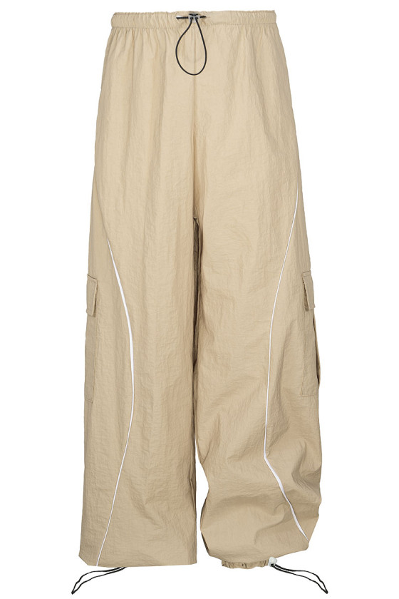 Spodnie spadochrony dla dziewczynki czarne cargo kieszenie odzież dzciecięca sówka spodnie ortalion spodnie szelesty