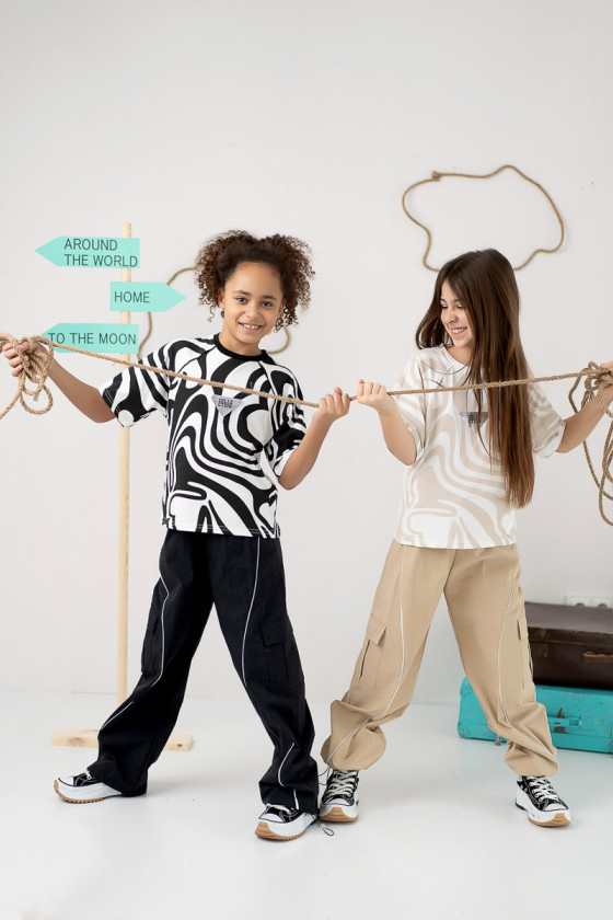 Spodnie spadochronowe dla dziewczynki Lampasy