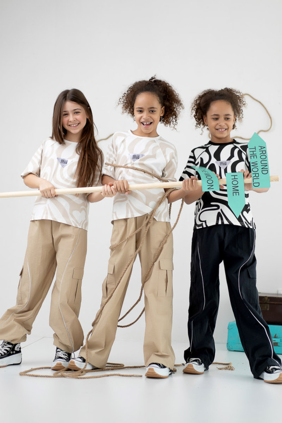 Spodnie spadochronowe dla dziewczynki Lampasy