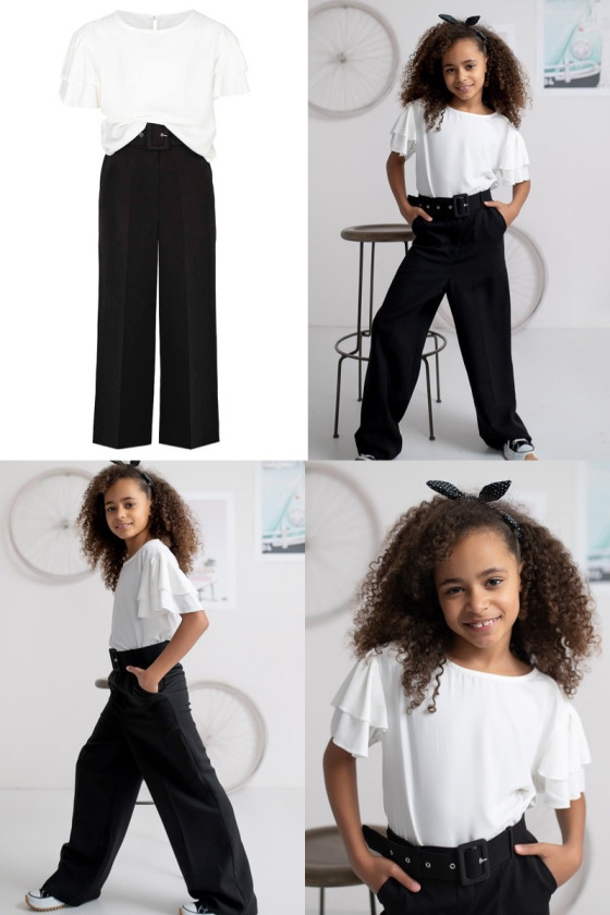 Komplet dla dziewczynki bluzka spodnie pasek