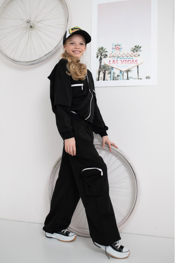 Bluza bawełniana czarna dla dziewczynki bluza do szkoły bluza bawełniana odzież dziecięca Sówka