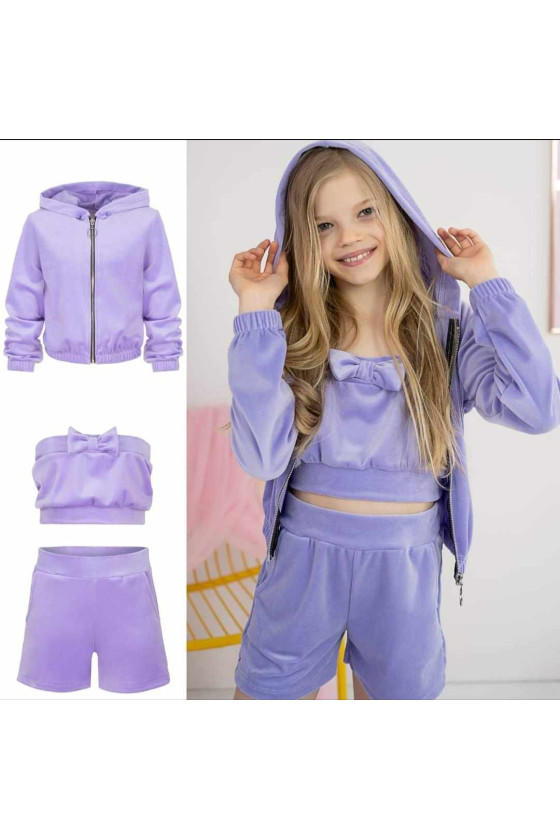 Komplet dla dziewczynki  welurowy bluza rozpinana spodenki top dres wiosna lato  odzież dziecięca Sówka