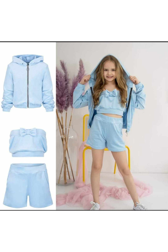 Komplet dla dziewczynki  welurowy bluza rozpinana spodenki top dres wiosna lato  odzież dziecięca Sówka