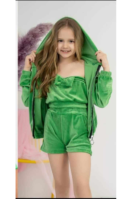 Komplet dla dziewczynki  welurowy bluza rozpinana spodenki top dres wiosna lato  odzież dziecięca Sówka