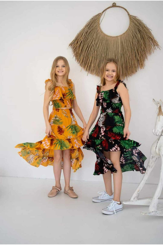 Komplet letni lato dla dziewczynki top i spódniczka odzież dziecięca Sówka