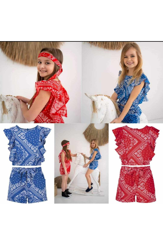 Set tie day blouse shorts summer girl