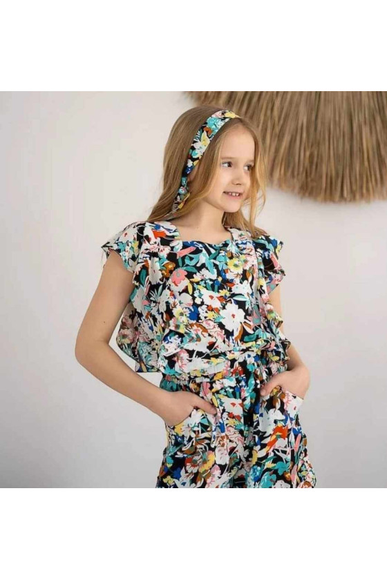 Set tie day blouse shorts summer girl