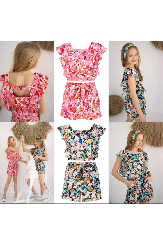 Komplet letni dla dziewczynki bluzka spodenki  odzież dziecięca ubranka dla dziewczynki ubranka dla dzieci sówka