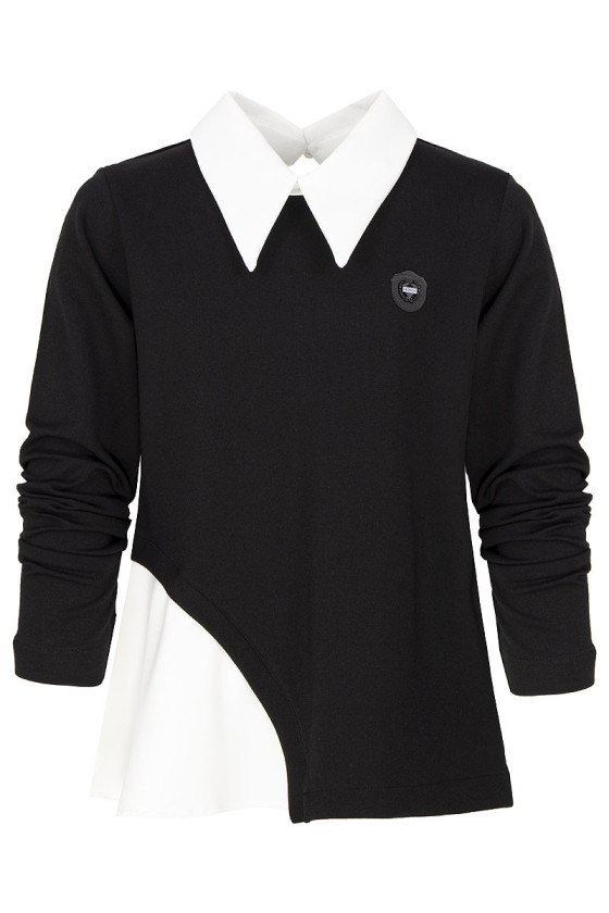 Bluza bawełniana czarna dla dziewczynki bluza do szkoły bluza bawełniana odzież dziecięca Sówka