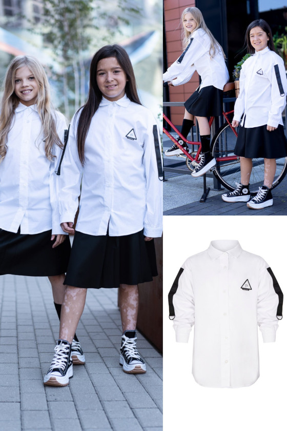 Koszula biała dla dziewczynki elegancka wyjściowa galowa odzież dziecięca sówka Koszula biała dla dziewczynki elegancka wyjściowa galowa odzież dziecięca sówka