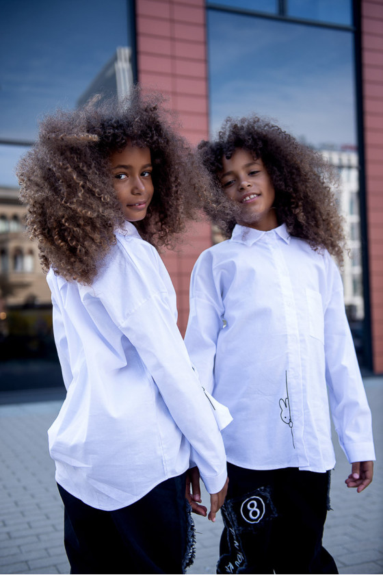 Biała koszula dla dziewczynki bawełniana koszula dla dziewczynki koszula do szkoły bluzka bawełniana odzież dziecięca Sówka