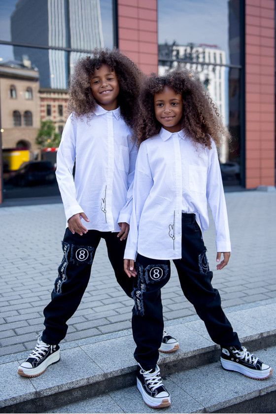 Biała koszula dla dziewczynki bawełniana koszula dla dziewczynki koszula do szkoły bluzka bawełniana odzież dziecięca Sówka